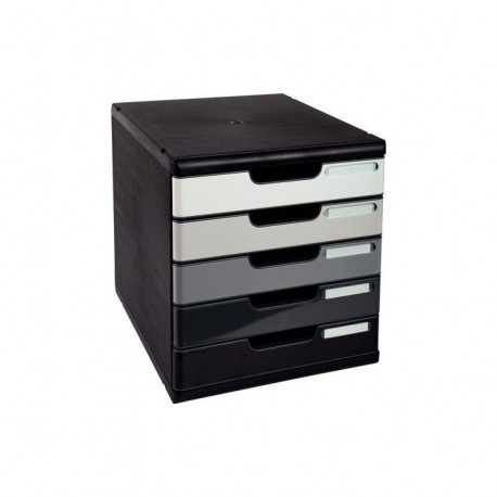 MODULE DE CLASSEMENT 5 TIROIRS NOIR/ARLEQUIN MODULO 98 % RECYCLE ANGE BLEU L28,8 X H32 X P35CM 30914D