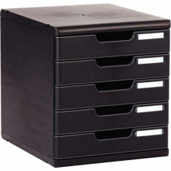 MODULE DE CLASSEMENT 5 TIROIRS NOIR MODULO 98 % RECYCLE ANGE BLEU L28,8 X H32 X P35CM 