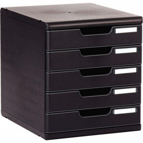 MODULE DE CLASSEMENT 5 TIROIRS NOIR MODULO 98 % RECYCLE ANGE BLEU L28,8 X H32 X P35CM 