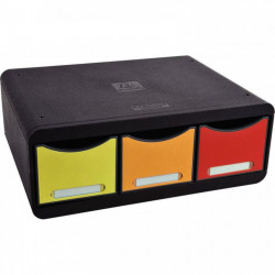 MODULE DE RANGEMENT  3 tiroirs TOOLBOX à l'italienne noir/arlequin ANGE BLEU EXACOMPTA 