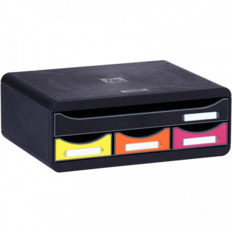 MODULE DE RANGEMENT TOOLBOX NOIR/ARLEQUIN MINI 4 TIROIRS IDERAMA 319798D ANGE BLEU EXACOMPTA 