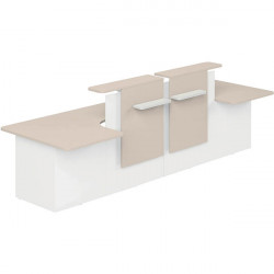 MODULE INDÉPENDANT RETOUR GAUCHE L152CM CHÊNE NATUREL/BLANC PMR (Personne à mobilité réduite) assis-debout.