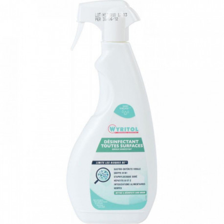 NETTOYANT DÉSINFECTANT MULTI SURFACES SPRAY 750ML EN14476 SANS RINCAGE BIOCIDE BACTERICIDE LEVURICIDE FONGICIDE Fab France