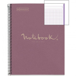 NOTEBOOK MIQUELRIUS FORMAT A4, 80 FEUILLES 80G, QUADRILLÉ 5X5, COUVERTURE CARTON RECYCLÉ LAVANDE