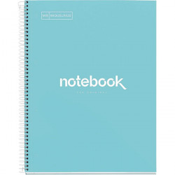 NOTEBOOK MIQUELRIUS FORMAT A4, 80 FEUILLES 90G, QUADRILLÉ 5X5, COUVERTURE CARTON RIGIDE BLEU CIEL
