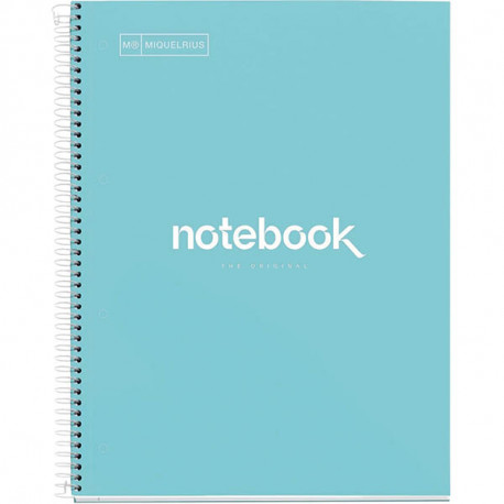 NOTEBOOK MIQUELRIUS FORMAT A4, 80 FEUILLES 90G, QUADRILLÉ 5X5, COUVERTURE CARTON RIGIDE BLEU CIEL