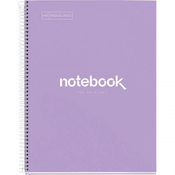 NOTEBOOK MIQUELRIUS FORMAT A4, 80 FEUILLES 90G, QUADRILLÉ 5X5, COUVERTURE CARTON RIGIDE LAVANDE