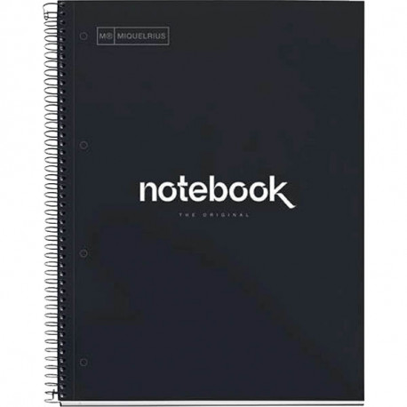 NOTEBOOK MIQUELRIUS FORMAT A4, 80 FEUILLES 90G, QUADRILLÉ 5X5, COUVERTURE CARTON RIGIDE NOIR