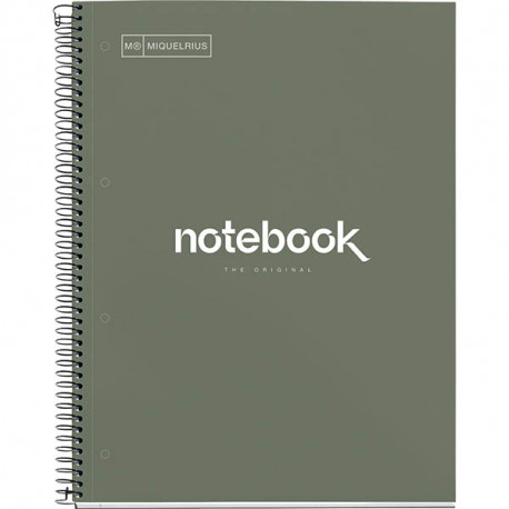 NOTEBOOK MIQUELRIUS FORMAT A4, 80 FEUILLES 90G, QUADRILLÉ 5X5, COUVERTURE CARTON RIGIDE VERT