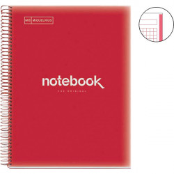 NOTEBOOK MIQUELRIUS FORMAT A4, 80 FEUILLES 90G, QUADRILLÉ 5X5, COUVERTURE PP ROUGE