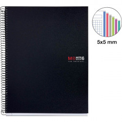NOTEBOOK MIQUELRIUS FORMAT A5, 150 FEUILLES 70G, QUADRILLÉ 5X5, COUVERTURE PP NOIR