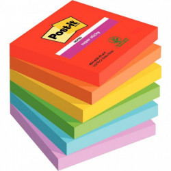 Notes repositionnables *Pqt de 6* sticky post-it 90 feuilles 76 x 76 mm collection playful
