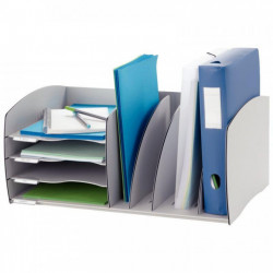 ORGANISATEUR  TRIEUR 4 CASES + SEPARATEURS AMOVIBLES 24X32 A4+L54.3xl34xH24.5 cm   GRIS EVOLUTION "S" 3020.212 PAPERFLOW 