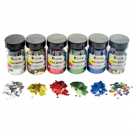 PACK DE 6 X 150GRAMMES DE PAILLETTES JUMBO 6MM