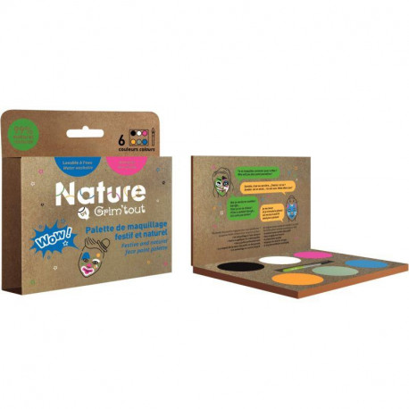 PALETTE DE MAQUILLAGE 6 GALETS COLORIS GRIMTOUT BLEU NOIR VERT ROSE JAUNE BLANC PALET DE 3CM ET 1 PINCEAU