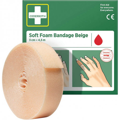 PANSEMENT  3CM X4,5M AUTO-ADHÉSIF SOUPLE BEIGE  PLAIE LEGERE NE COLLE PAS SUR LA PLAIE NI SUR LA PEAU OK DANS L EAU CEDERROTH