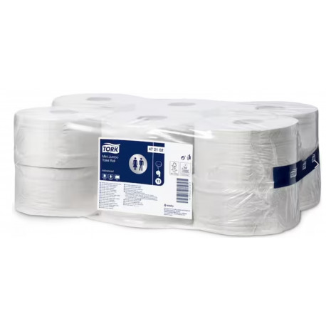 PAPIER HYGIENIQUE TOILETTE PQT12 RL 900F 180M MINI JUMBO LISSE IMPRIME T2 (472102)  ECOLABEL TORK