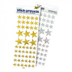 PAQUET DE 102 GOMMETTES ÉTOILES HOLOGRAPHIQUES OR ET ARGENT