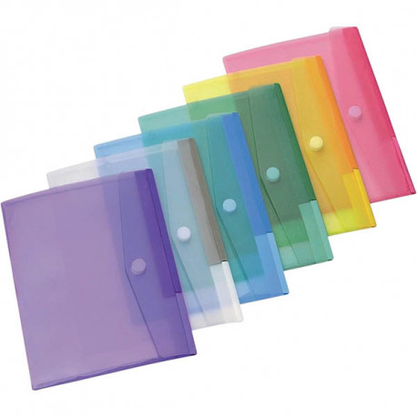 PAQUET DE 12 ENVELOPPES EN POLYPROPYLÈNE POUR FORMAT A4, COLORIS ASSORTIS