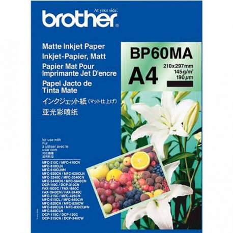 PAQUET DE 25 FEUILLES DE PAPIER PHOTO MAT MARQUE BROTHER FORMAT A4 (21 X 29,7 CM) 145G