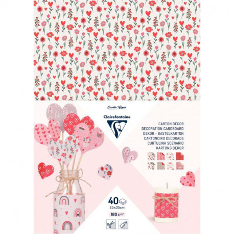 PAQUET DE 40 FEUILLES CARTON DÉCORATION LOVE FORMAT 25 X 35 CM
