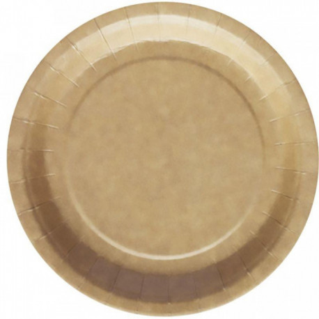 PAQUET DE 50 ASSIETTES EN CARTON DIAMÈTRE 22CM KRAFT