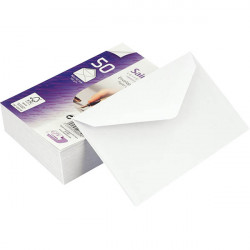 PAQUET DE 50 ENVELOPPES BLANCHES 90X140MM 100G POUR CARTES DE VISITE