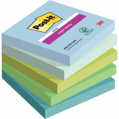 PAQUET DE 5 BLOCS NOTES SUPER STICKY POST IT 90 FEUILLES 76 X 76 MM  COLLECTION OASIS