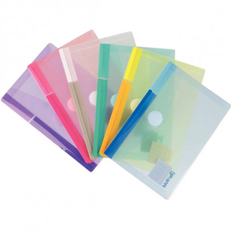 PAQUET DE 6 ENVELOPPES EN POLYPROPYLÈNE POUR FORMAT A6, COLORIS ASSORTIS