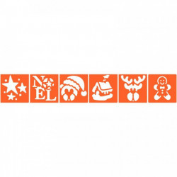 PAQUET DE 6 POCHOIRS EN PLASTIQUE THÈME NOËL, LOT N°2