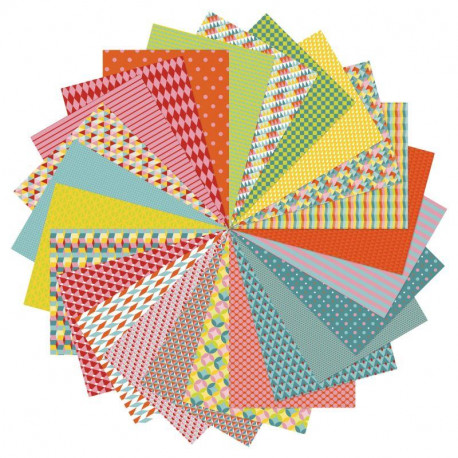 PAQUET DE 96 FEUILLES PAPIER MOTIF GÉOMÉTRIQUE 80G FORMAT A4