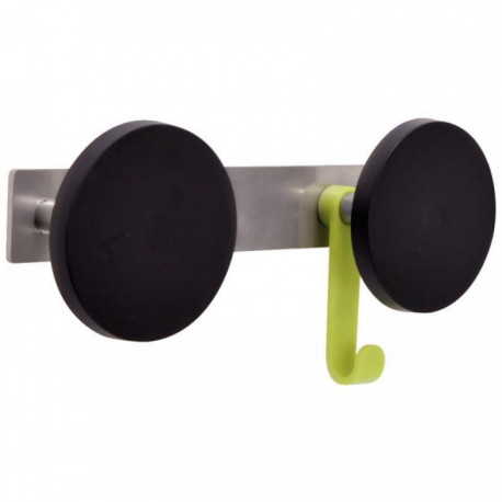 PATERES MURALES ACIER ABS NOIR ET UN CROCHET PMS2 Portemanteau 2 patères plastiques diamètre 9cm noir. Très lisse, grand diamétr