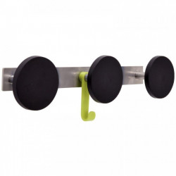 PATERES X3 MURALES ACIER ABS P10 KG LIVRE AVEC VIS NOIR ALBA PMS3 Portemanteau 3 patères plastiques + 1 crochet diamètre 9cm noi