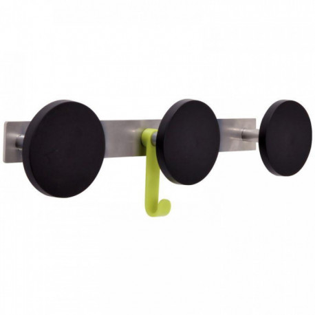 PATERES X3 MURALES ACIER ABS P10 KG LIVRE AVEC VIS NOIR ALBA PMS3 Portemanteau 3 patères plastiques + 1 crochet diamètre 9cm noi