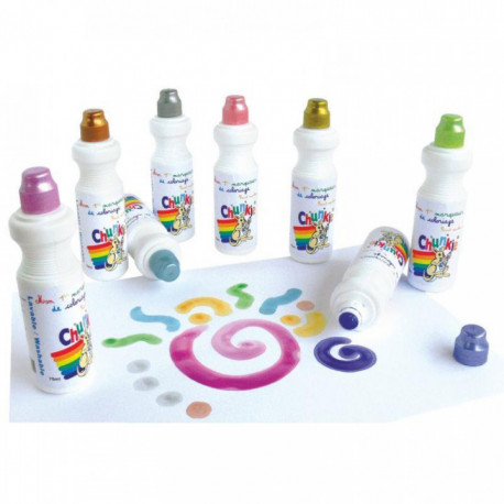 PEINTURE GOUACHE MARQUEUR CHUNKIE 75ML BTE 8 OR/ARGENT/CUIVRE/TURQUOISE/ROSE/MAUVE/CORAIL/JAD