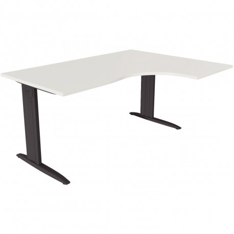 PLAN COMPACT 90° MISSOURI RETOUR DROITE L..180 X P.120 ET 60 CM PLATEAU BLANC/PIÈTEMENT ANTHRACITE V