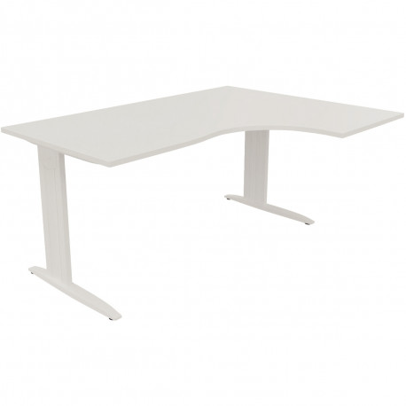 PLAN COMPACT 90° MISSOURI RETOUR DROITE L..180 X P.120 ET 60 CM PLATEAU BLANC/PIÈTEMENT BLANC FAB FR