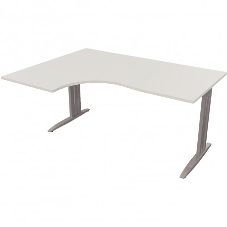 PLAN COMPACT 90° MISSOURI RETOUR GAUCHE L..160 X P.120 ET 60 CM PLATEAU BLANC /PIÈTEMENT ALU FAB FR