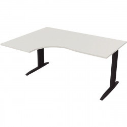 PLAN COMPACT 90° MISSOURI RETOUR GAUCHE L..160 X P.120 ET 60 CM PLATEAU BLANC /PIÈTEMENT ANTHRACITE FAB FR