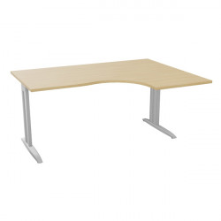 PLAN COMPACT 90° ONYX RETOUR DROIT L.160 X P.120 ET 60 CM PLATEAU CHÊNE NATUREL/PIÈTEMENT ALU