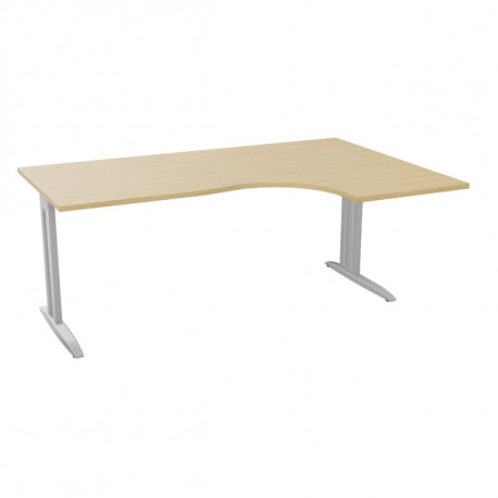 PLAN COMPACT 90° ONYX RETOUR DROIT L.180 X P.120 ET 60 CM PLATEAU CHÊNE NATUREL/PIÈTEMENT ALU