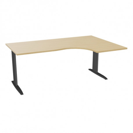 PLAN COMPACT 90° ONYX RETOUR DROIT L.180 X P.120 ET 60 CM PLATEAU CHÊNE NATUREL/PIÈTEMENT ANTHRACITE