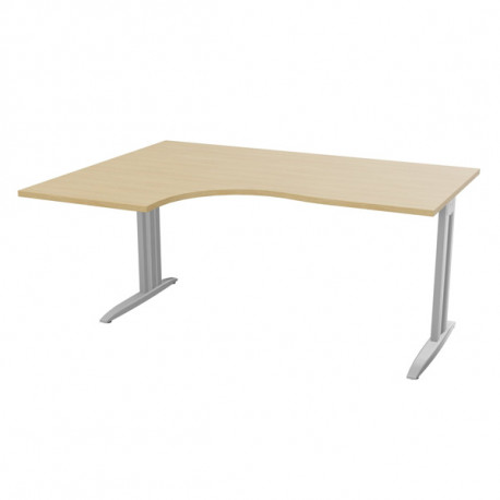 PLAN COMPACT 90° ONYX RETOUR GAUCHE L..160 X P.120 ET 60 CM PLATEAU CHÊNE NATUREL/PIÈTEMENT ALU