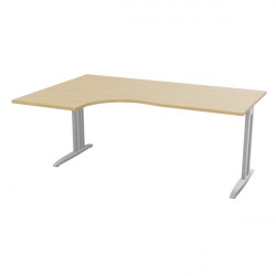 PLAN COMPACT 90° ONYX RETOUR GAUCHE L..180 X P.120 ET 60 CM PLATEAU CHÊNE NATUREL/PIÈTEMENT ALU