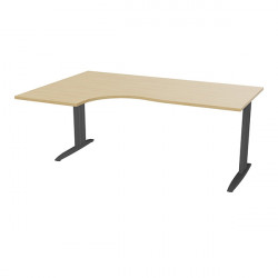 PLAN COMPACT 90° ONYX RETOUR GAUCHE L..180XP.120 ET 60 CM PLATEAU CHÊNE NATUREL/PIÈTEMENT ANTHRACITE