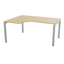 PLAN COMPACT ASYMÉTRIQUE 90° P.120CM L.160X60CM RETOUR GAUCHE PLATEAU CHÊNE NATUREL/PIÈTEMENT ALU