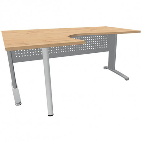 PLAN COMPACT RETOUR GAUCHE STAR L160/120XP80CM PLATEAU HERCULE/PIÈTEMENT ALU