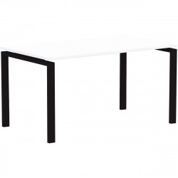 PLAN DROIT CAROLINE  L160 X P.80CM PLATEAU BLANC / PIÈTEMENT NOIR OBTURAT.OPTION.TRAV.METALL.GRIS ALU PIET.TUBE METAL.VERIN REGL