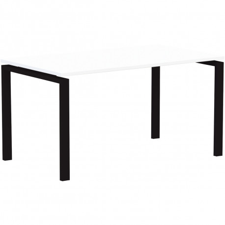 PLAN DROIT CAROLINE  L160 X P.80CM PLATEAU BLANC / PIÈTEMENT NOIR OBTURAT.OPTION.TRAV.METALL.GRIS ALU PIET.TUBE METAL.VERIN REGL