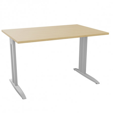 PLAN DROIT ONYX L..120 X P.80 X H73,5 CM PLATEAU CHÊNE NATUREL/PIÈTEMENT ALU